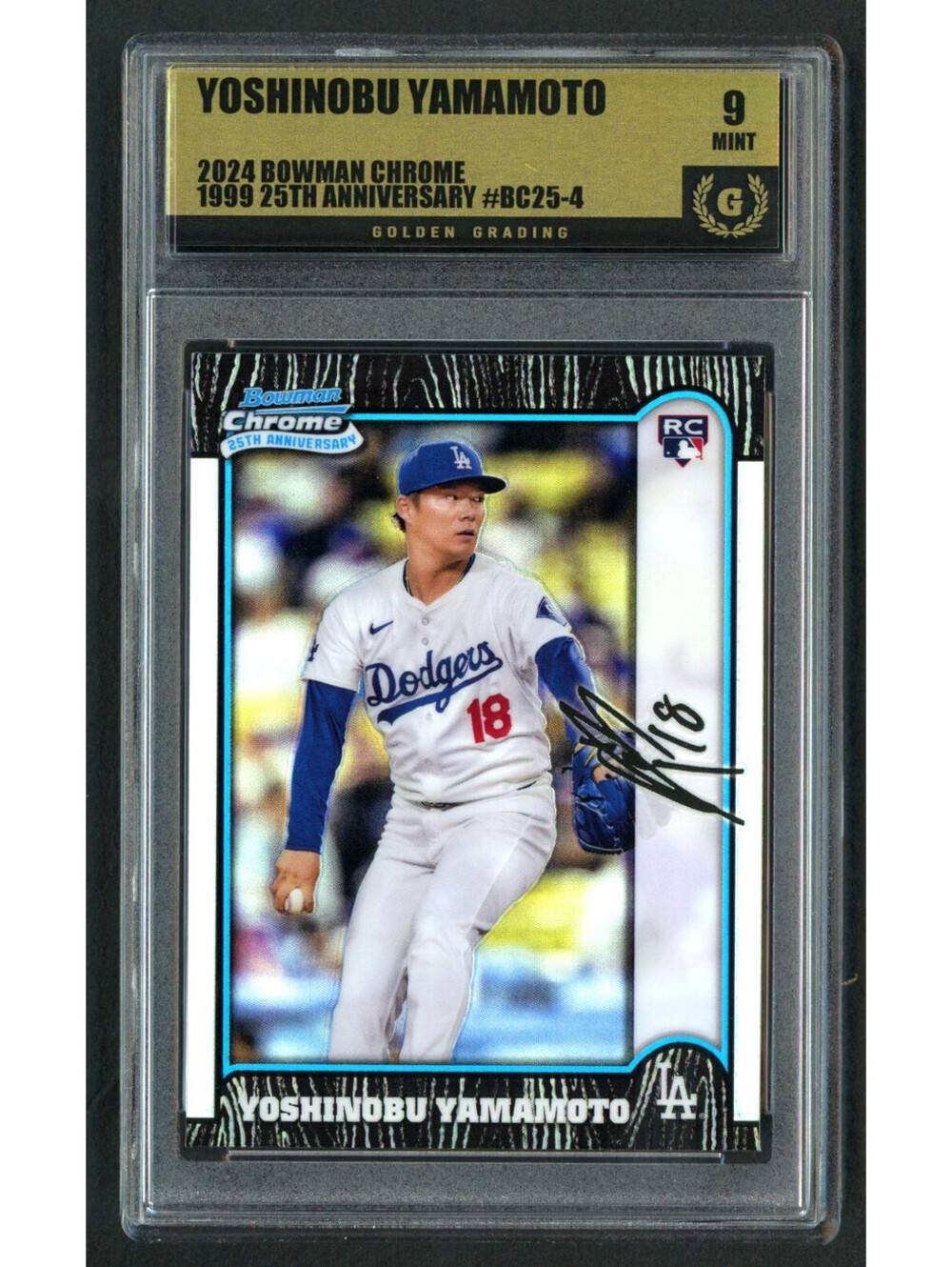 2024 Bowman Chrome Yoshinobu Yamamoto RC 25th Anniversary #BC25-4 Mint 9